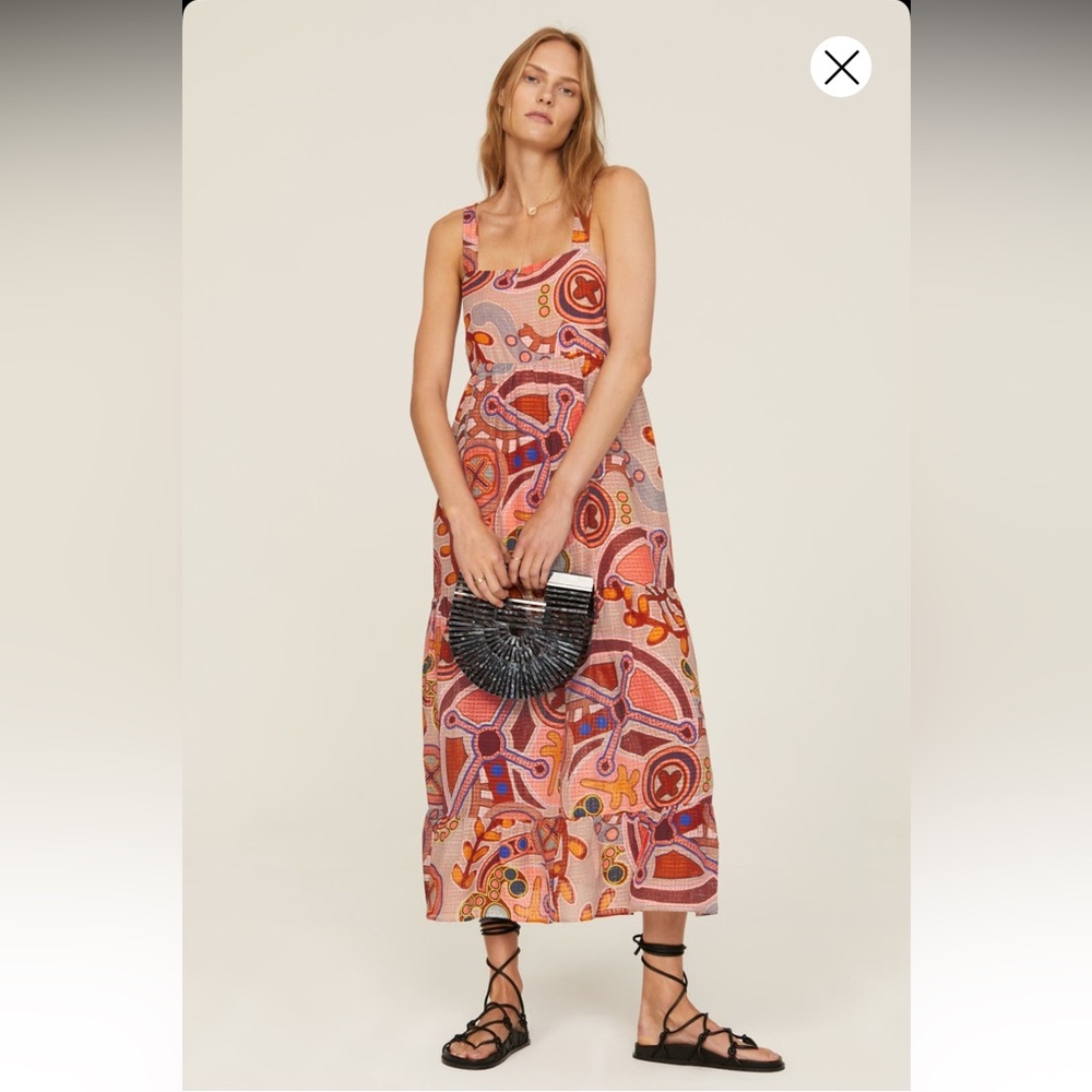 Marie Oliver Coral Stipple Colorful Orange Petra Dress NWT Size L Large - Picture 2 of 9